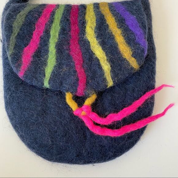 Flower Pot Productions Blue Felted Wool Crossbody Purse NWTs - Picture 2 of 7